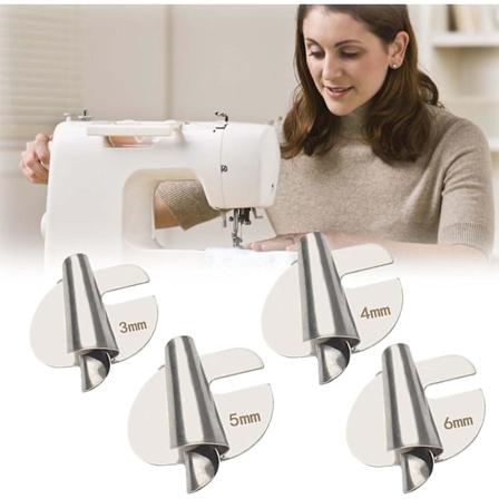 Ommeltu rullattu helmajalka, leveä rullattu helmajalka ompelukoneen painojalkakohtausohjainsetti kotiin ja teollisuuteen 4pcs 3-6mm