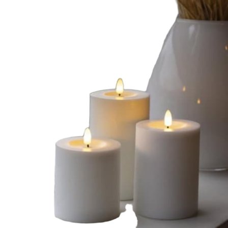 Cozzy blockljus, 3D-låga, vit, 3-pack inkl. fjärrkontroll – pa