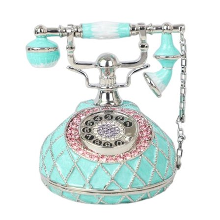 Telefon Smykker Nips Boks Emaljert Dekorasjon Oppbevaring Lyseblå