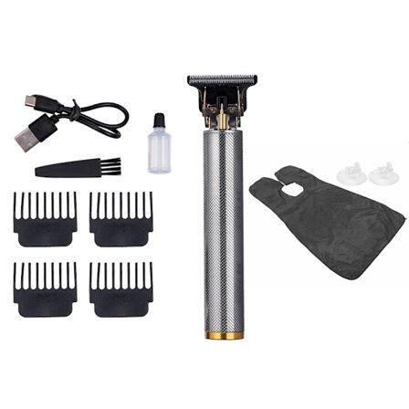 Hår- og skægtrimmer Deluxe Kit + gratis barberforklæde - sølv
