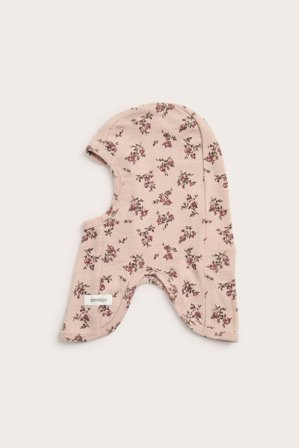 Newbie | Blommig balaclava i ull | Rosa