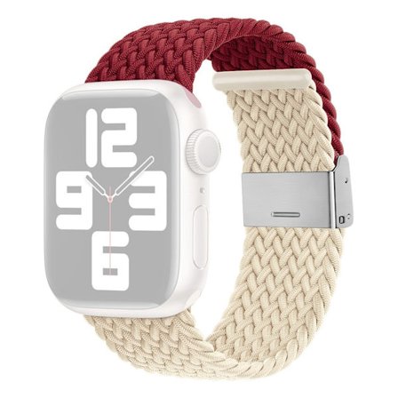 Apple Watch Series 8 (45 mm) / Watch Ultra parallellfärgat nylonarmband - Vinröd / Stjärnljus