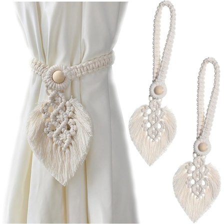 1 par flettet gardinholdere, håndflettet gardinholdere, bohemsk flettet gardinbinding, gardinholdere til hjemmet vindu