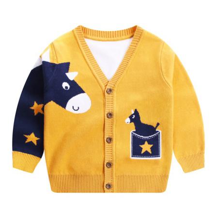 Toddler V-hals Stickade Tröjor Ponny Printed Button Down Cardigan