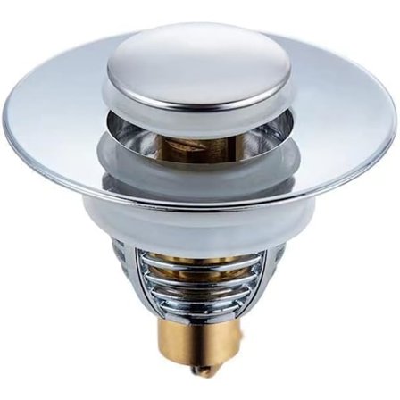 Universaali kylpyhuoneen pesualtaan tulppa, ponnahdusmekanismilla varustettu tulppa viemärireikään, suodatin 32-42 mm:n viemärireikille, 