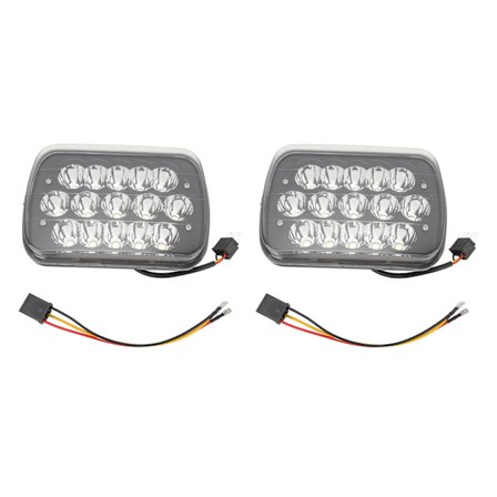 2 stk LED Forlygter 7 tommer 45W Venstre Højre LED Forlygte med Kabler til Wrangler Comanche Cherokee DC12V Sort Bund
