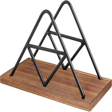 Servetthållare för bord - Svart metall & trä servetthållare för kök, matsal, restaurang