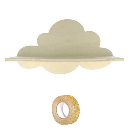 Etagère træ Nuage 39 cm + masking tape guld med glimmer 5 m