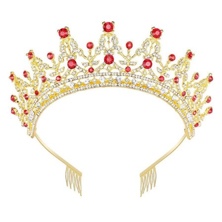 Full Diamond Crown Crown Tiara GULL RØD