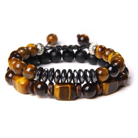 Armband Naturlig fyrkantig tigeröga sten Herrarmband Universal Cut Black Gallstone Woven Armband