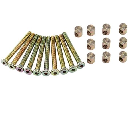 Sexkantskruv Möbelbultar Leverans med M6x55 MM Gängad Tappmutter Korsgängad Möbelmutter för Sängar, Stolar och Sängar