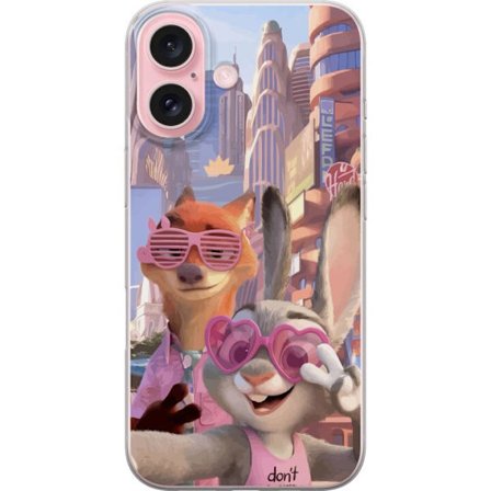 Yhteensopiva Puhelinkuori Apple Apple iPhone 16 Animoituja eläimiä aurinkoisessa kaupunkiympäristössä, joilla on pinkit aurinkolasit ja positiivi