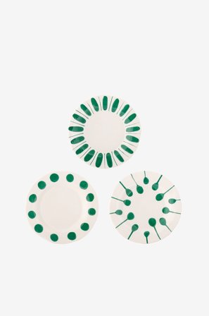 Bloomingville - Linora Tallrik, D22xH2,5 cm, set om 3 - Grön - Tallrikar - Från Homeroom