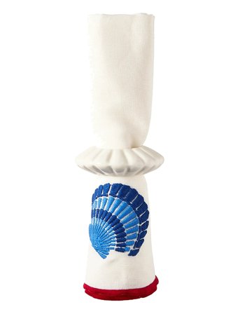 Shell Embroidered Linen/Cotton Napkin Blue Lexington Home