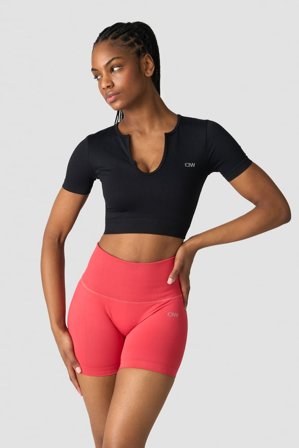 ICANIWILL - Ribbed Define Seamless Cropped T-shirt Black - Damen - ICIW