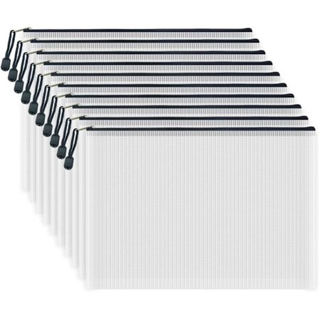10 stk. A4 Plast Zip Lommebøker Brettspill Oppbevaring Zip Poser Hjem Reise Organiser, A4 Dokumentmapper Mesh Glidelås Vesker for Kontor Skoleutstyr
