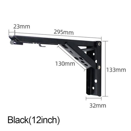 Sammenleggbar hyllebrakett Veggmontert støtte SVART 12INCH