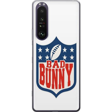 Yhteensopiva Puhelinkuori Sony Xperia 1 III Bad Bunny punainen graafinen juliste, jossa on muotokuva ja typografia Latinalaisessa Amerikassa pop-suunn