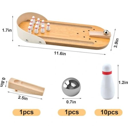 Pöytälevy Mini Keilailusetti, Hauskoja Joululahjoja Aikuisille, Puinen MiniKeilaus 2 settiä