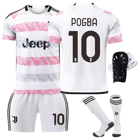 23/24 Juventus vierasjalkapallopaita lastensetti sukkien ja suojavarusteiden kanssa No.10 POGBA No.10 POGBA M