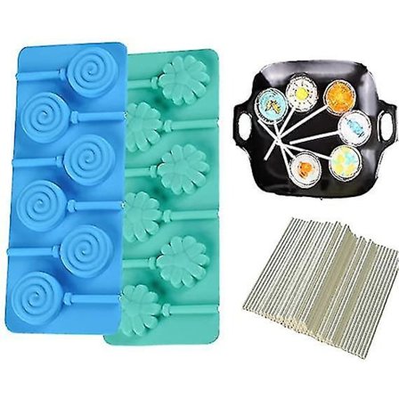 2-pack Lollipop Choklad Silikonformar Blomma Spiral