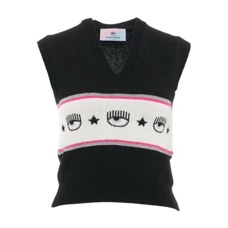 Chiara Ferragni Collection Women Clothing Strik 73Cbfm19 Cma10 22 Sort, Dame Slipover