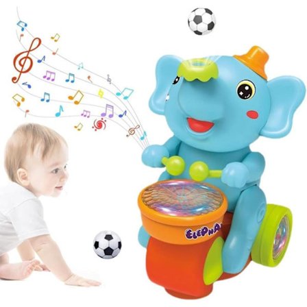 Elephant Toy, Kids Drumming Elephant Floating Ball Toy, Electric Elephant Toy with LED Lights & Sounds