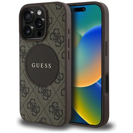 Guess 4G Circle Classic Logo MagSafe iPhone 16 Pro Case - Brown