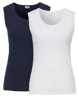 Ärmlös topp i mjuk bomull 2-pack Emma Vit - 36/38 - Åshild