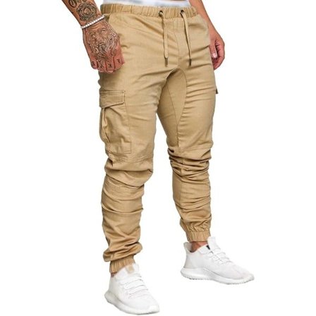 Miesten cargo-juoksuhousut, joustavat vyötäröllä, pluskoko