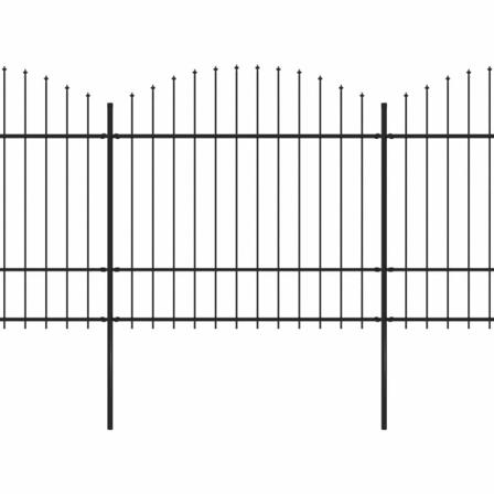 Vidaxl Trädgårdsstaket Med Spjuttopp Stål (1,5-1,75)x3,4 M Svart Svart