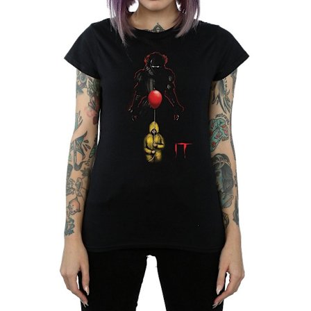 It Dam/Kvinnor Pennywise Skugga Bomull T-shirt S Svart