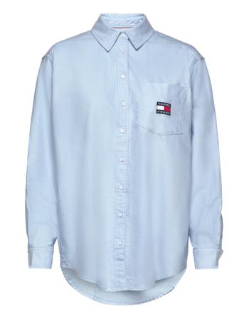 Tjw Badge Boyfriend Shirt Langærmet Skjorte Blå Tommy Jeans