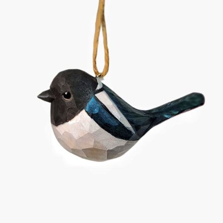 Birds Hanging Ornaments Hand Carved Painted Wooden Birds Statue for Holiday Decorations (Magpie)