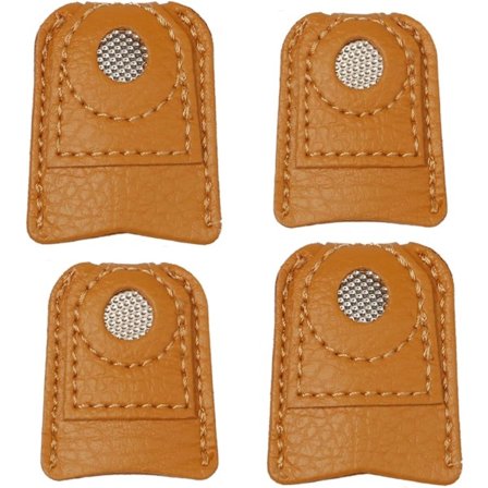 4-delt 2 Størrelser Læder Fingerbeskytter Mønt Fingerbøl Pads til Håndsøm Quilting Strikke Synåle Håndværk DIY Værktøj