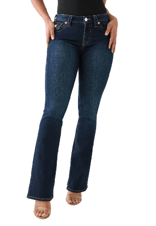 True Religion Becca Mid Rise Boot Cut Flap Jeans Dam Blå 30