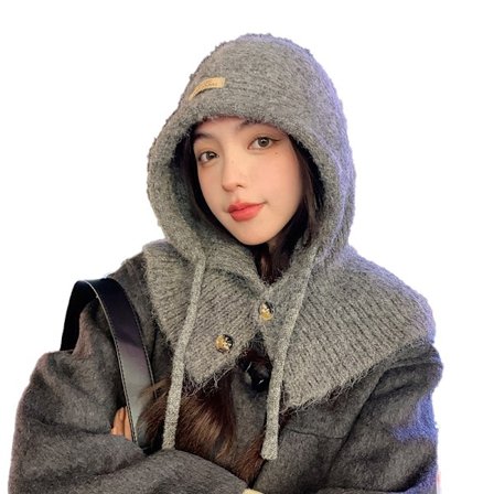 Dam Slouchy Fleece Beanie Hatt & Halsduk i Ett