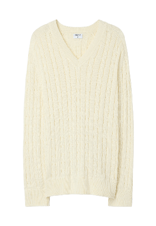 Filippa K Braided Cotton V-neck Sweater Tröjor Herr Vit S