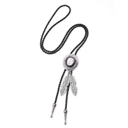 Vintage Cowboy Jazz Hatt Legering herr bolo tie Män Kvinnor Läderrep Långt Halsband Tröjkedja skjortor Bolo Tie Herraccessoarer Slipsar (silverhatt)
