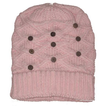 Rosa mössa med knappar