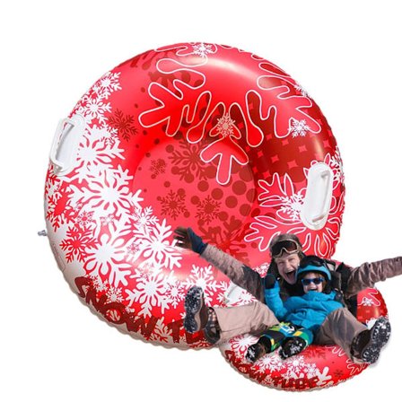 80 cm Uppblåsbar Snöring, Flerfärgad Rund Släde med Säkerhetshandtag, Förtjockad Botten för Barn Tonåringar Vinter Snöåkning