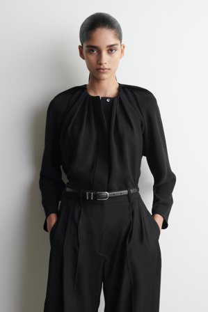 COS Women's Voluminous Pleated Blouse in Black