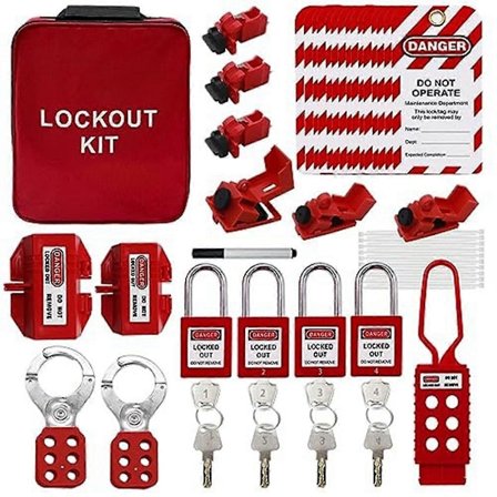 Lockout Tagout Kit, Clamp-On Strömbrytare Lockout, Säkerhetshänglås, Lockout Tag, Universal Strömkrets-WELLNGS