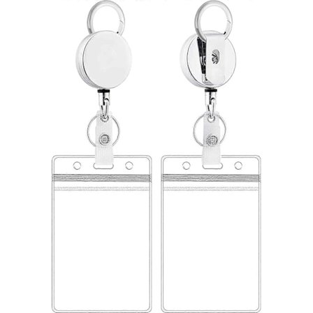 Plast ID-holder med uttrekkbar snelle, vertikal badgeholder med snelleholder, kraftig uttrekkbar nøkkelring med wire for ID-kort