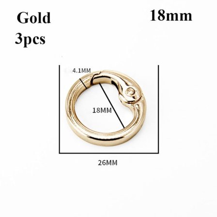 3st Fjäder O-Ringsspännen Karbinhake GULD 18MM