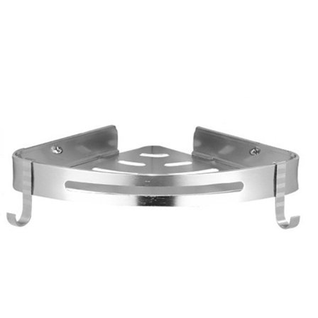 1 st No Drilling Triangle Duschhylla med 2 krokar för badrum Metallhållare