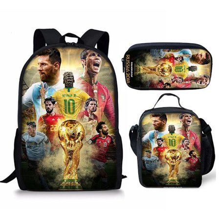 3 stk/sett Messi Neymar fotballspiller trykt sett med skulderveske Veske Skoleveske Travel Day Bag Lett bokvesker Y