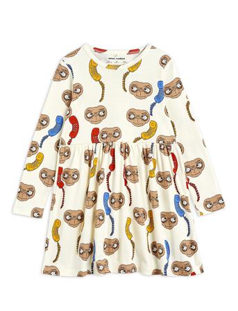 E.t. Aop Ls Dress White Mini Rodini