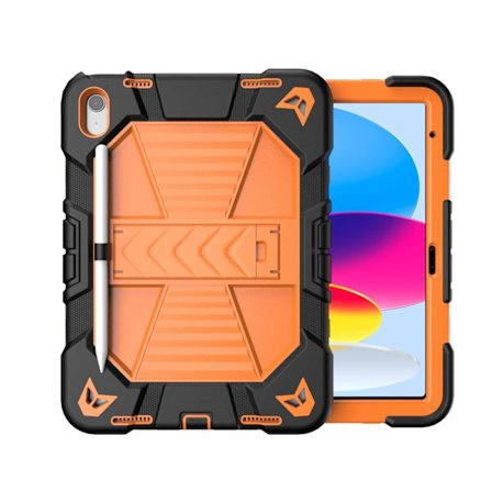 Etui for iPad 10.2 2021/2020/2019 Svart og Oransje Støtsikker Silikon