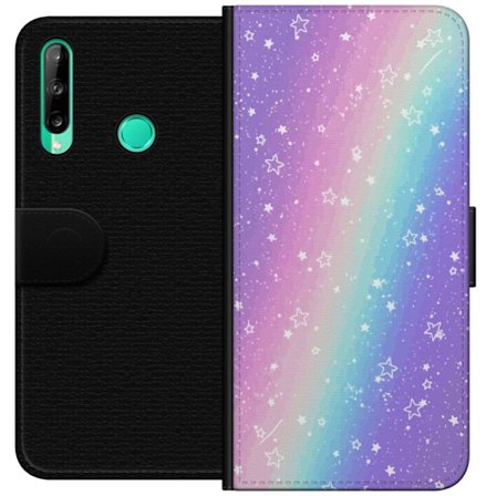 Kompatibelt Lommeboketui til Huawei P40 lite E Rainbow-farget pastellbakgrunn med hvite stjerner og gnistrende prikker i myk overgang